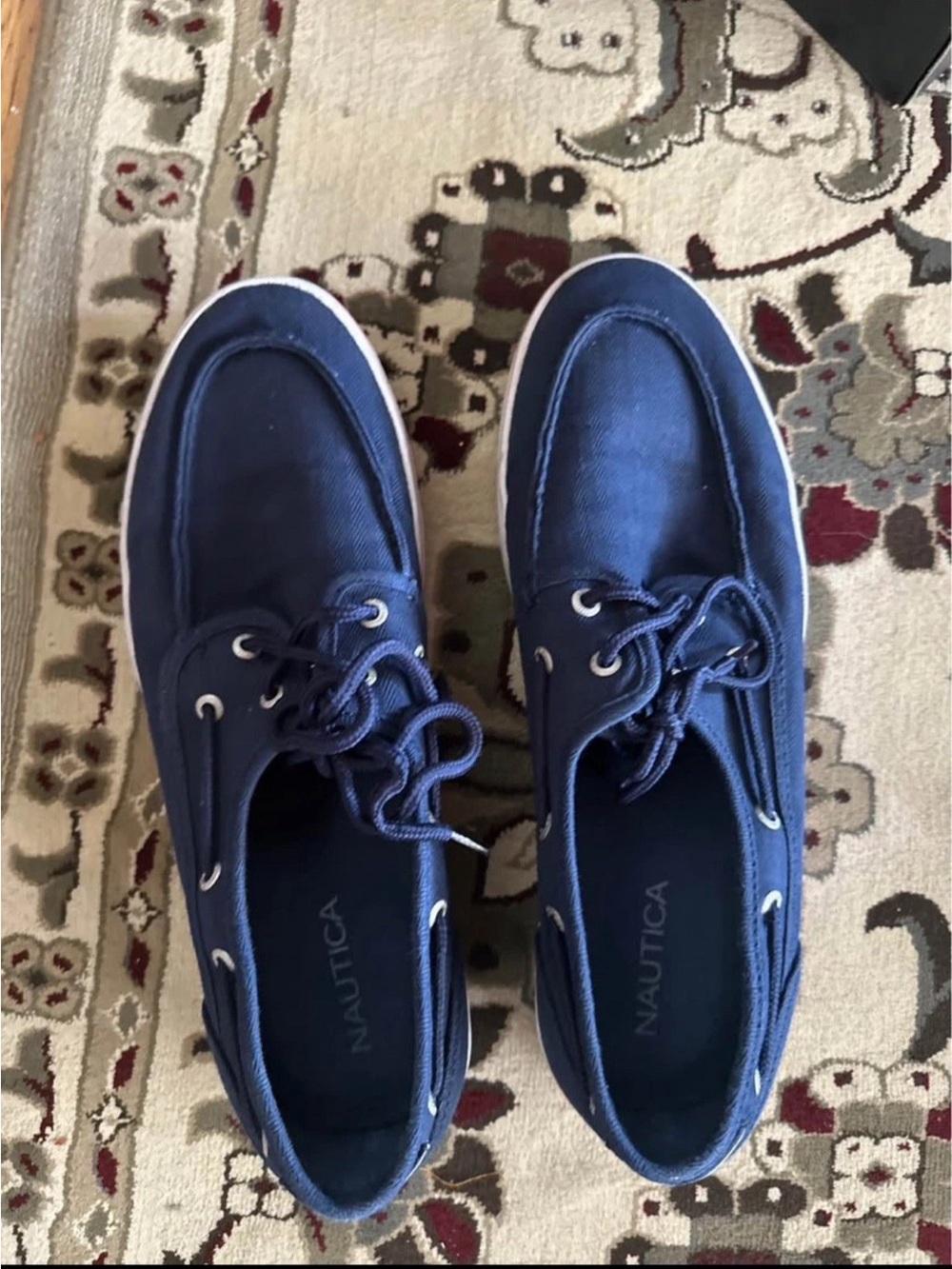 Nautica Spinnaker Navy Herringbone 1 Men's Canvas Boat Shoes Navy Size 13